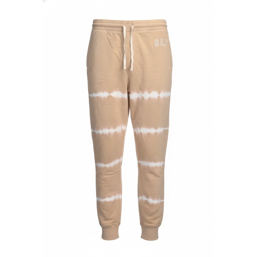 GAP Mens Tie Dye Fleece Joggers Tan Beige White Logo Sweatpants‎ Large NEW